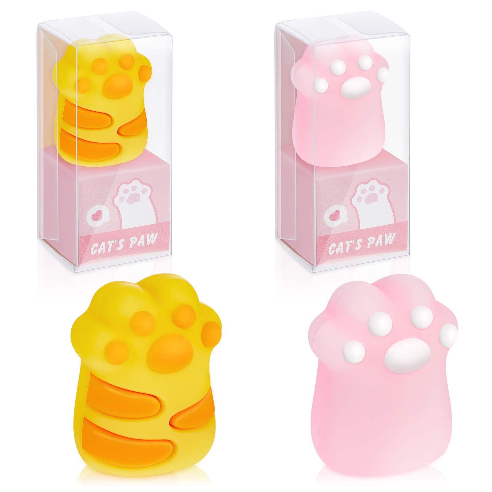 Kawaii 4 Pcs Cat Paw Pencil Sharpener - Cute Manual Handheld Sharpener for Kids - School Supplies for Girls Office Home