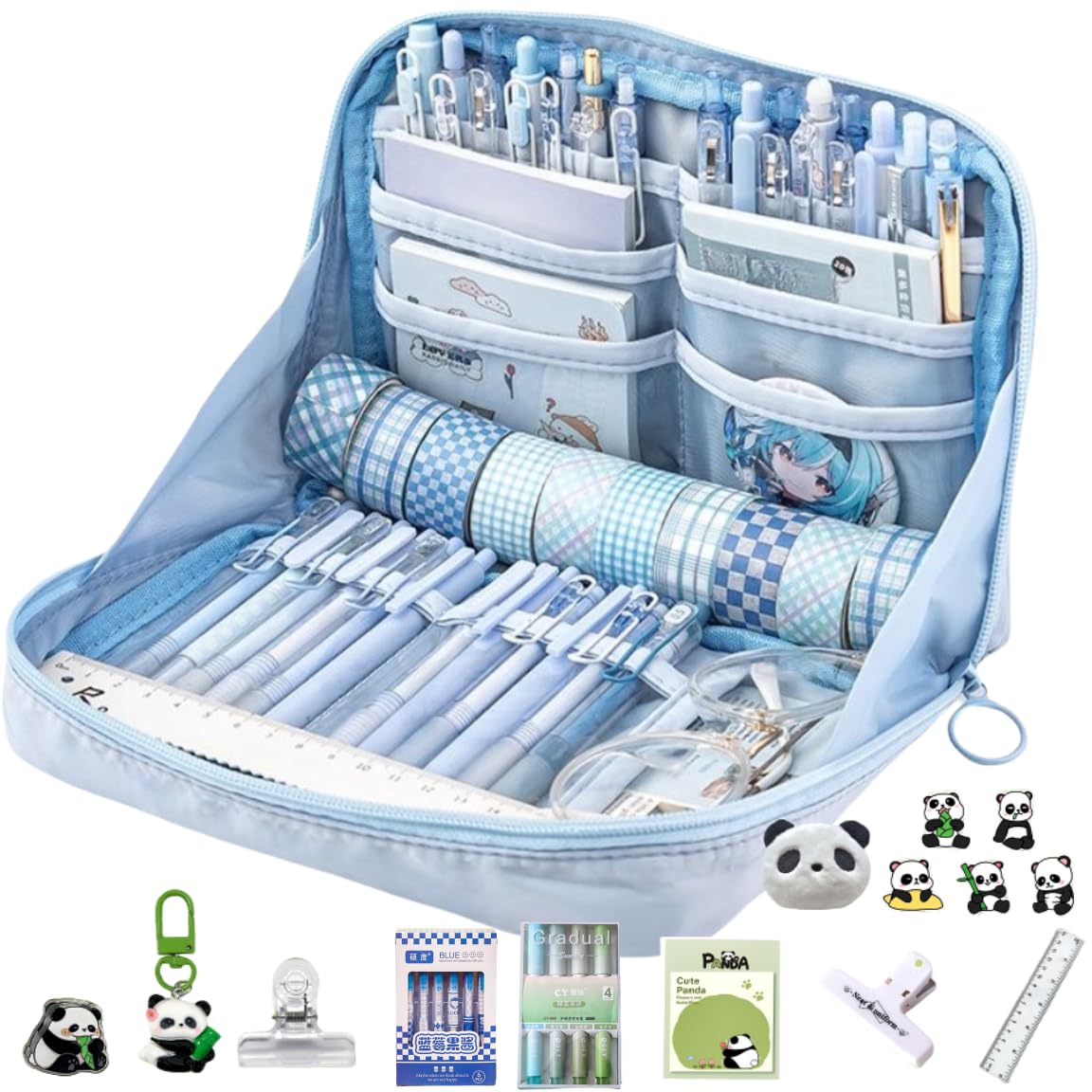 Kawaii Cute Aesthetic Large Capacity Pen Pouch Bag for Students and Office Workers
| Kawaii Cute Aesthetic 11 PCS Penci