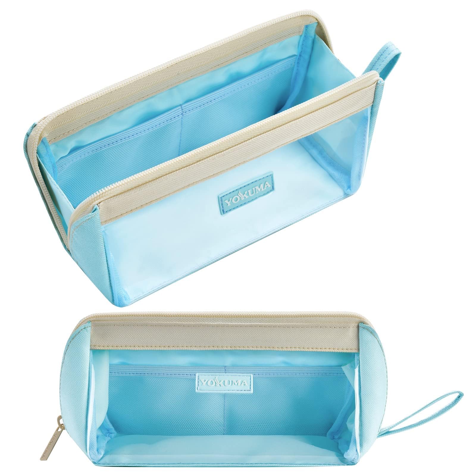 YOKUMA Clear Aesthetic Pencil Case Pouch for Girls and Kids Cute Kawaii Mark Pen Case Organizer Large Capacity for Back